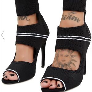 Black and white heels